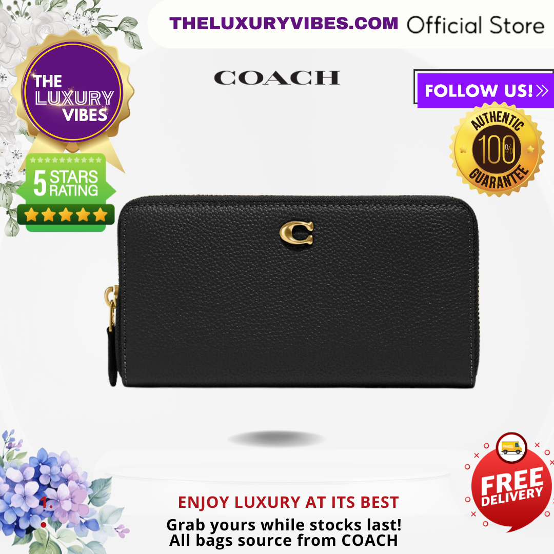 COACH Accordion Zip Wallet in Black CC489