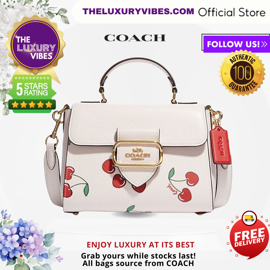 COACH Morgan Top Handle Satchel with Heart Cherry Print  CF419