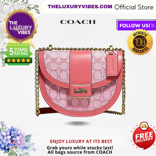 COACH Alie Saddle Bag In Signature Jacquard in Taffy C3921