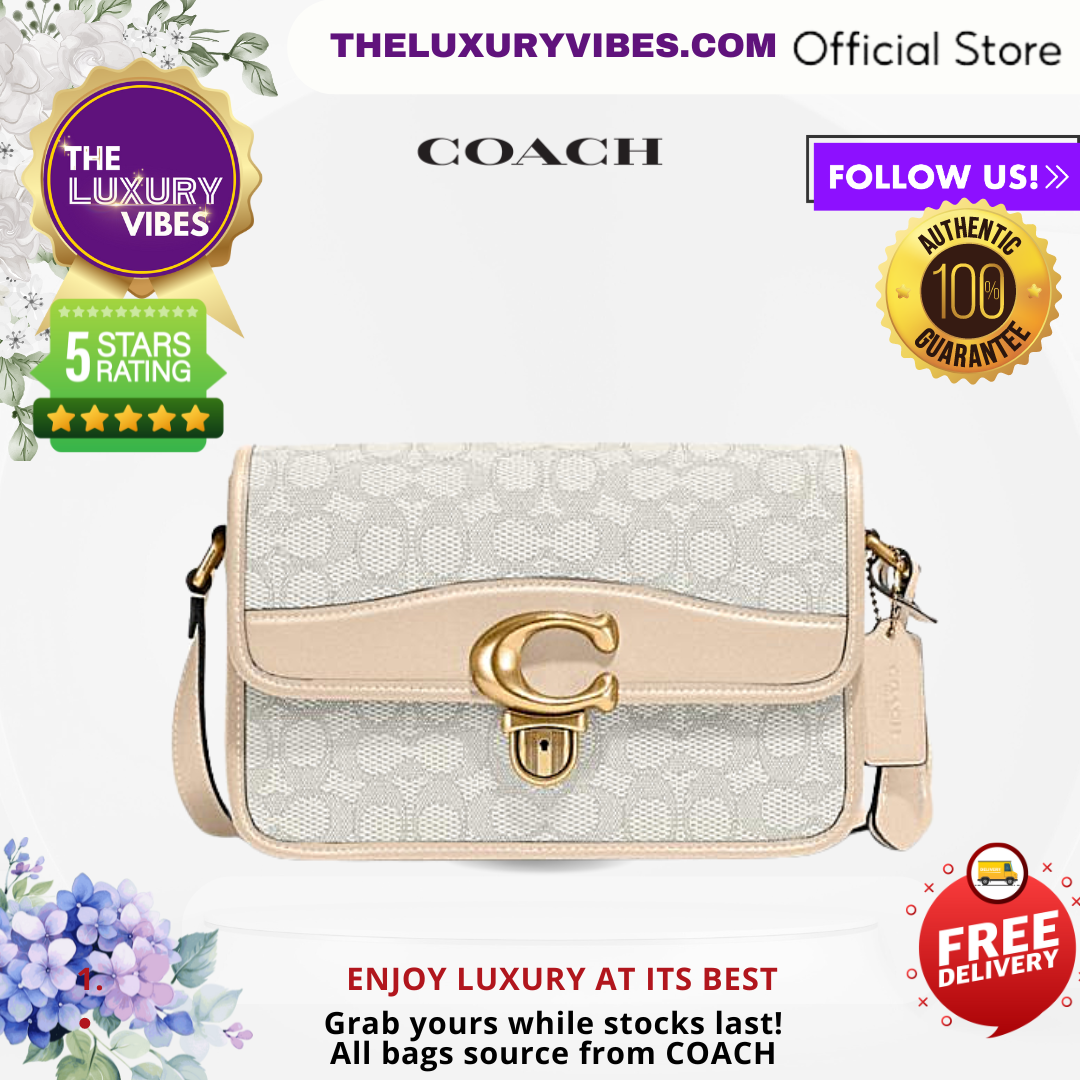 COACH Studio Shoulder Bag In Signature Jacquard Chalk/Ivory C7933