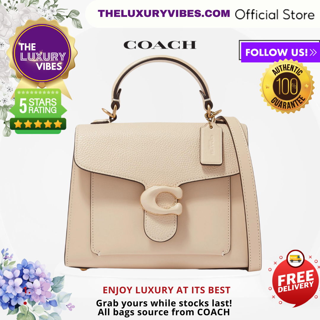 COACH Tabby Top Handle 20 Bag in Pebble Leather Chalk C0773