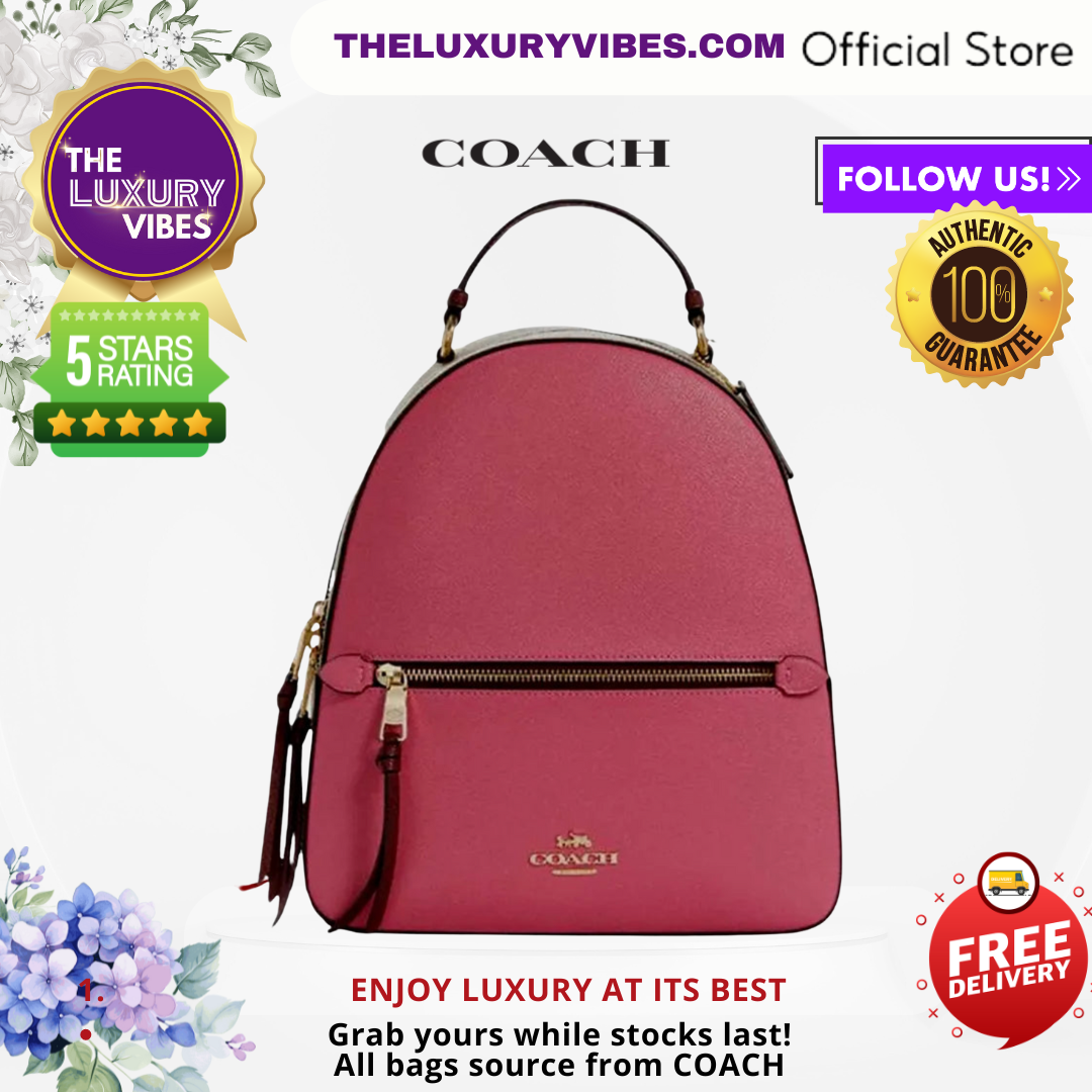 COACH Jordyn Backpack in Blocked Signature Canvas Saddle Pink F76622