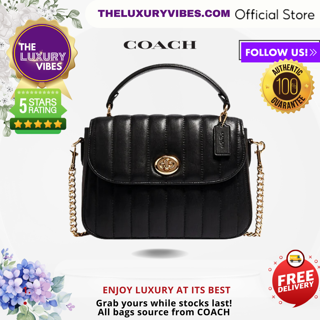 COACH Marlie Top Handle Satchel with Quilting Black C1558