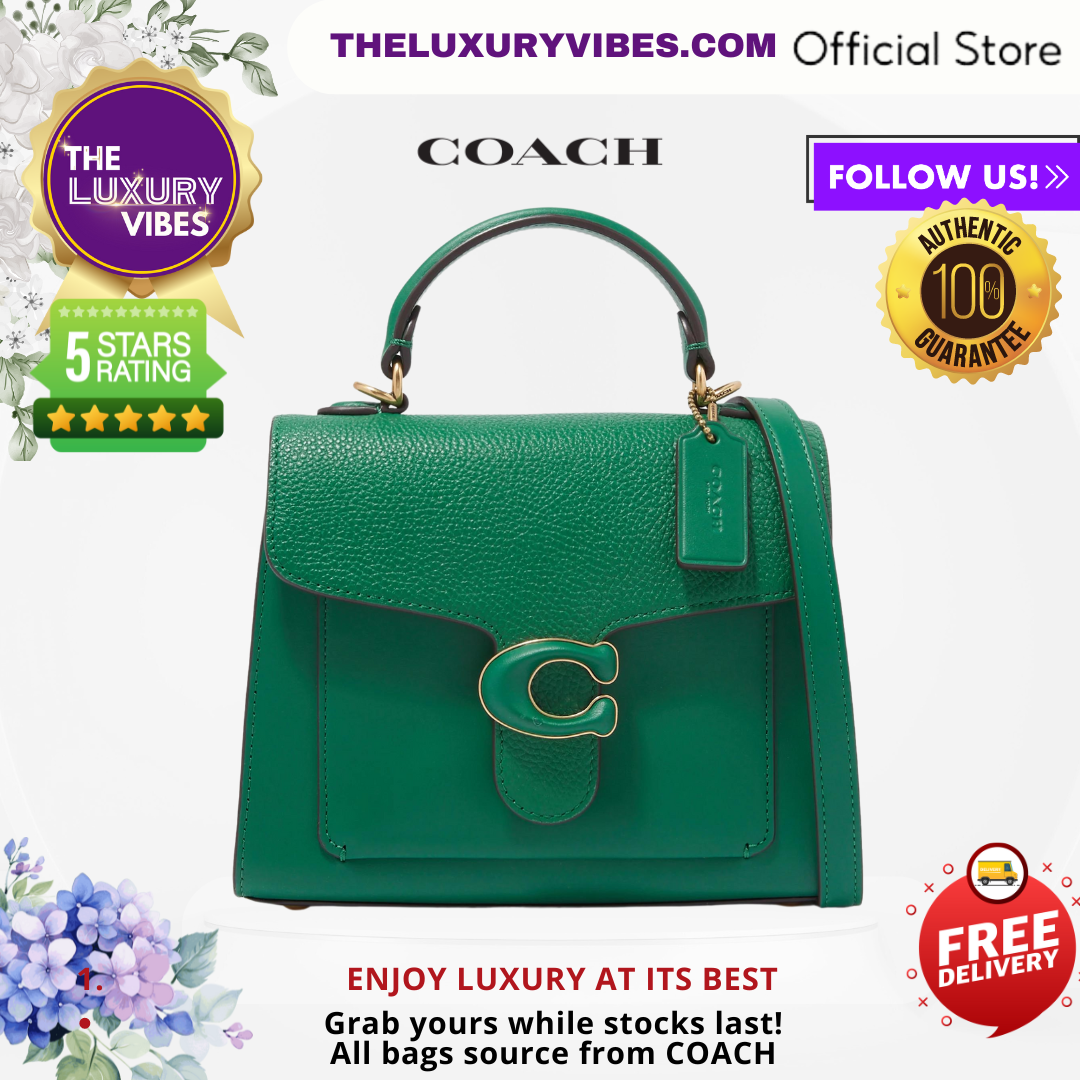 COACH Tabby Top Handle 20 Bag in Pebble Leather Green C0773