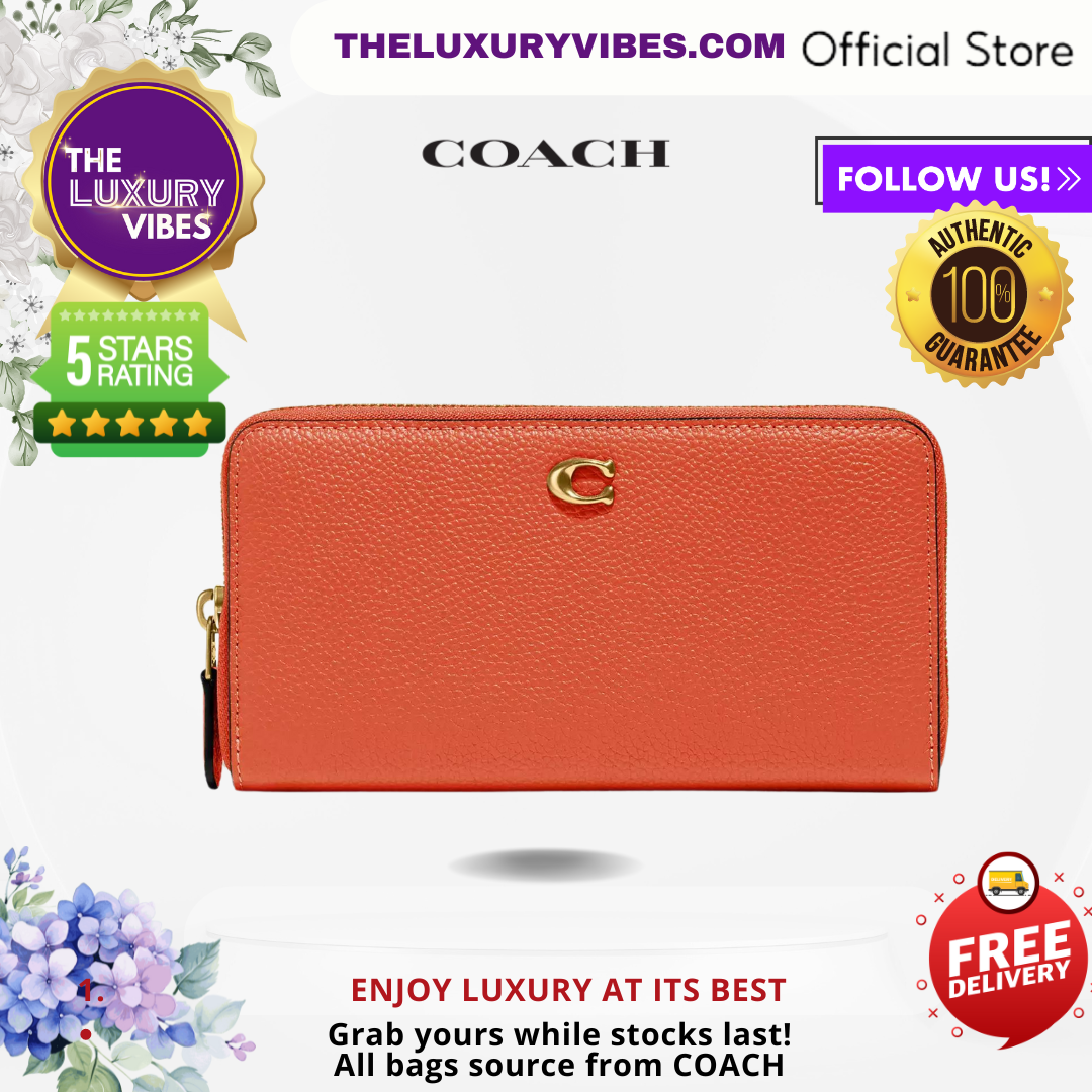 COACH Accordion Zip Wallet in Sun Orange CC489