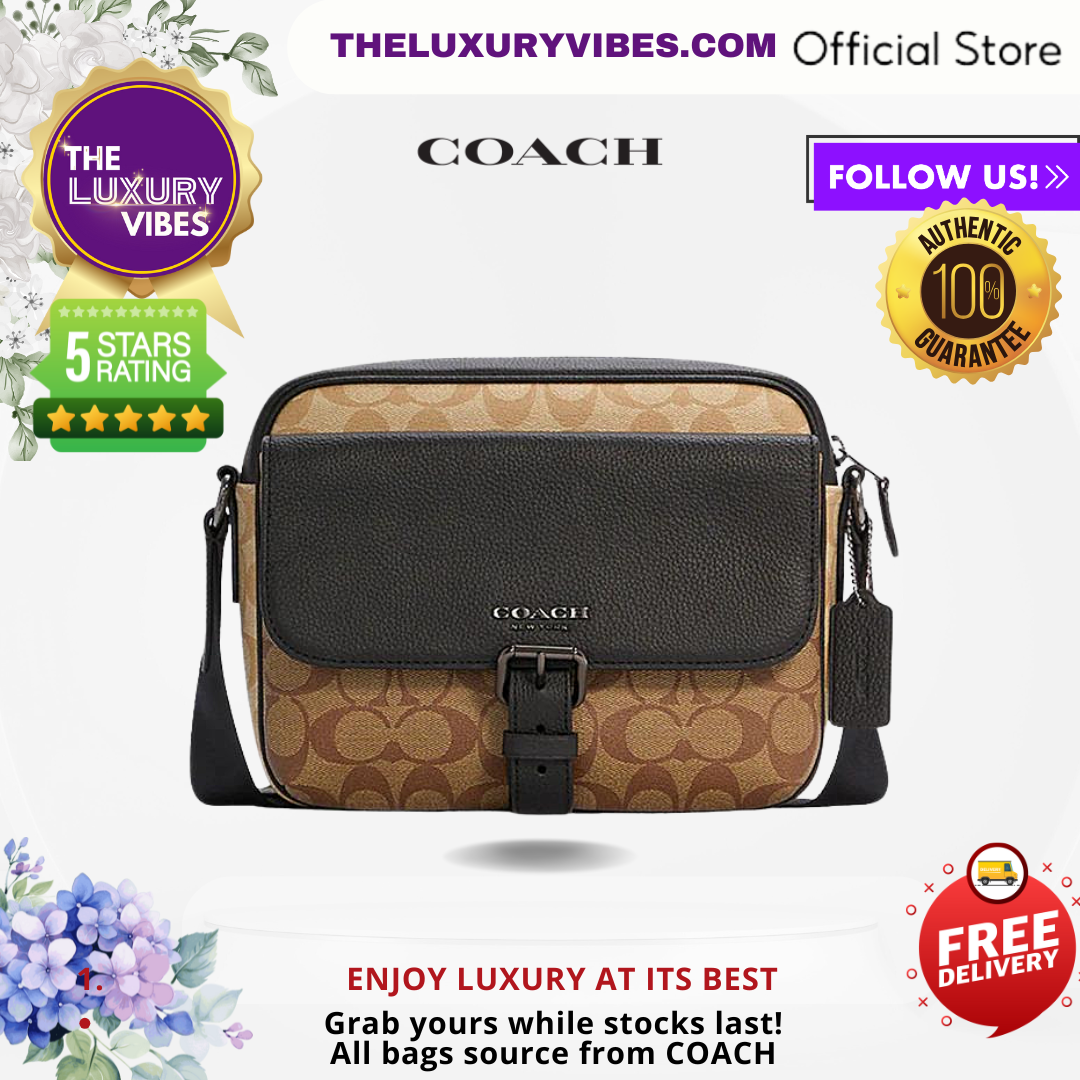 Coach Hudson Crossbody In Blocked Signature Canvas Khaki C6080