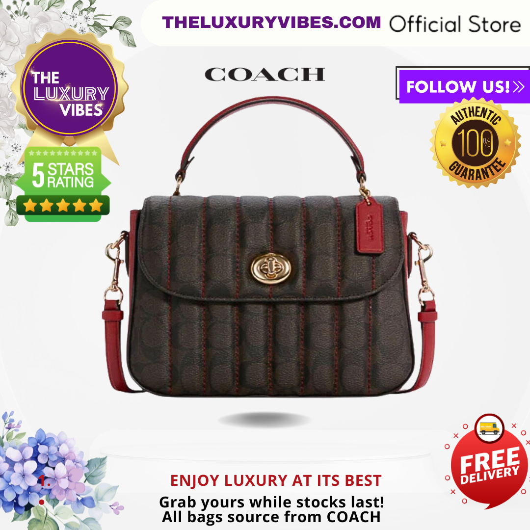 COACH Marlie Top Handle Satchel with Quilting Maroon C1565