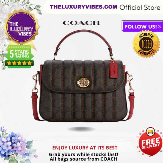 COACH Marlie Top Handle Satchel with Quilting Maroon C1565