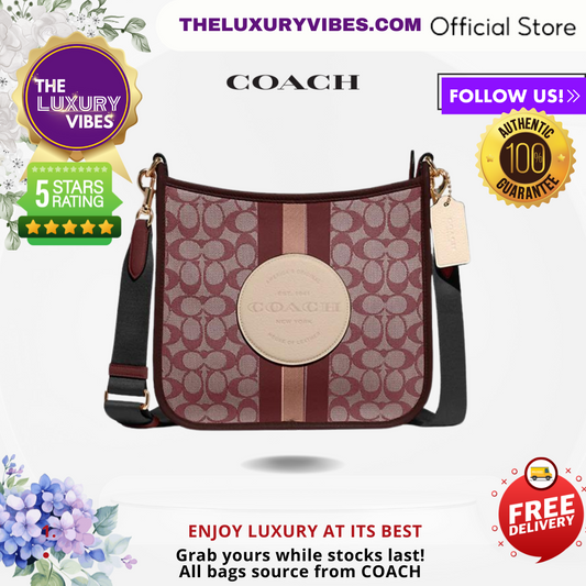 COACH Dempsey File Bag in signature jacquard with Stripe and Coach Patch - Wine Multi CA195