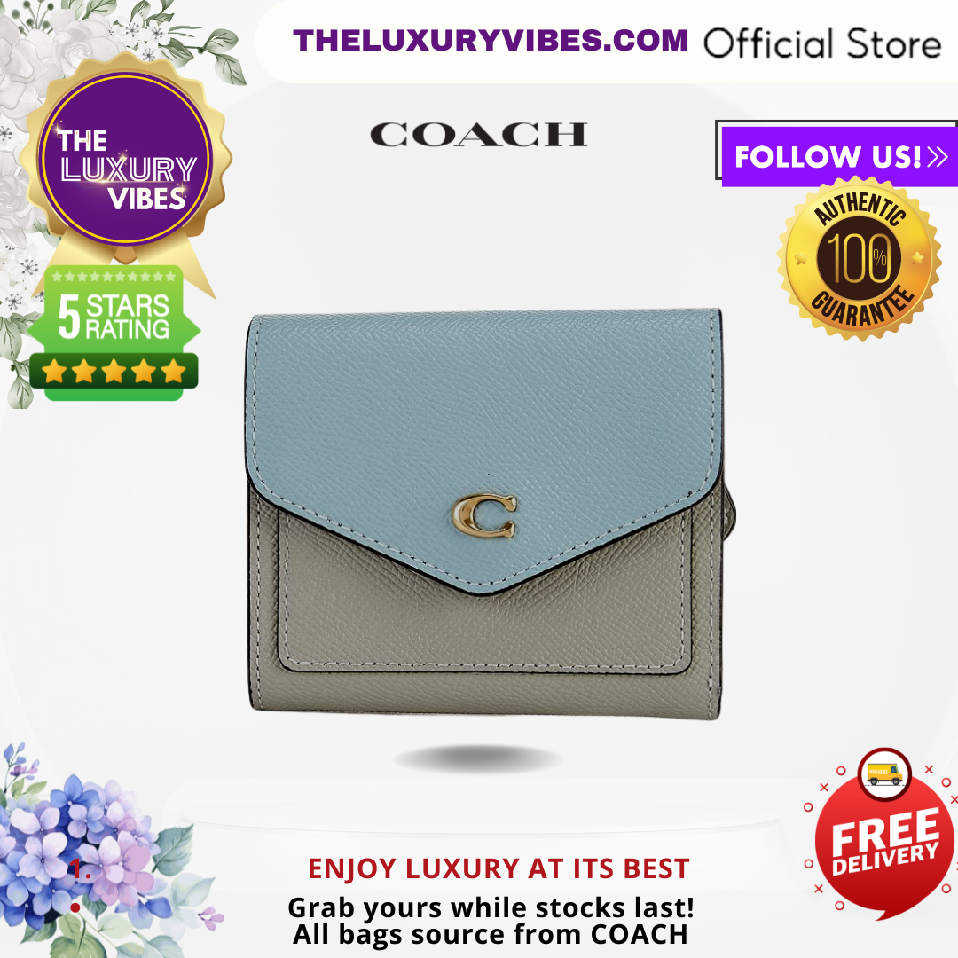 COACH Wyn Small Wallet In Colorblock-Blue/Dove Grey Multi