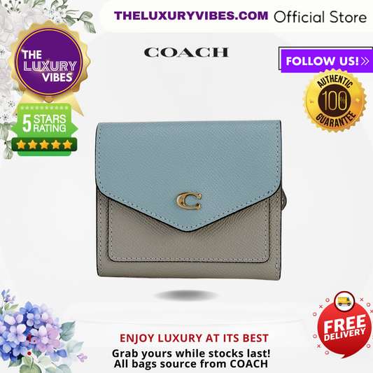 COACH Wyn Small Wallet In Colorblock-Blue/Dove Grey Multi