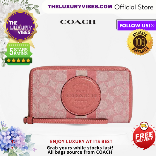 Coach Dempsey Large Phone Wallet in Signature Jacquard with Stripe and Coach Patch - Taffy C9073