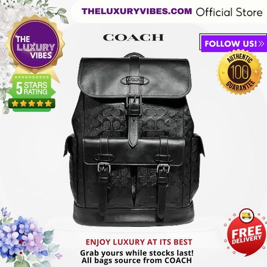 COACH Hudson Backpack In Signature Leather- Embossed Black F50053