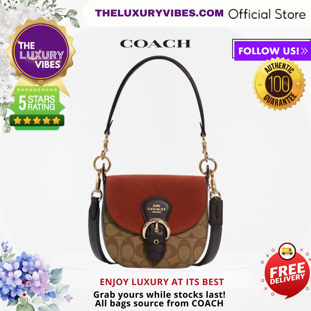 COACH  Kleo Shoulder Bag 17 In Signature Canvas-Gold/Khaki Multi-C5691