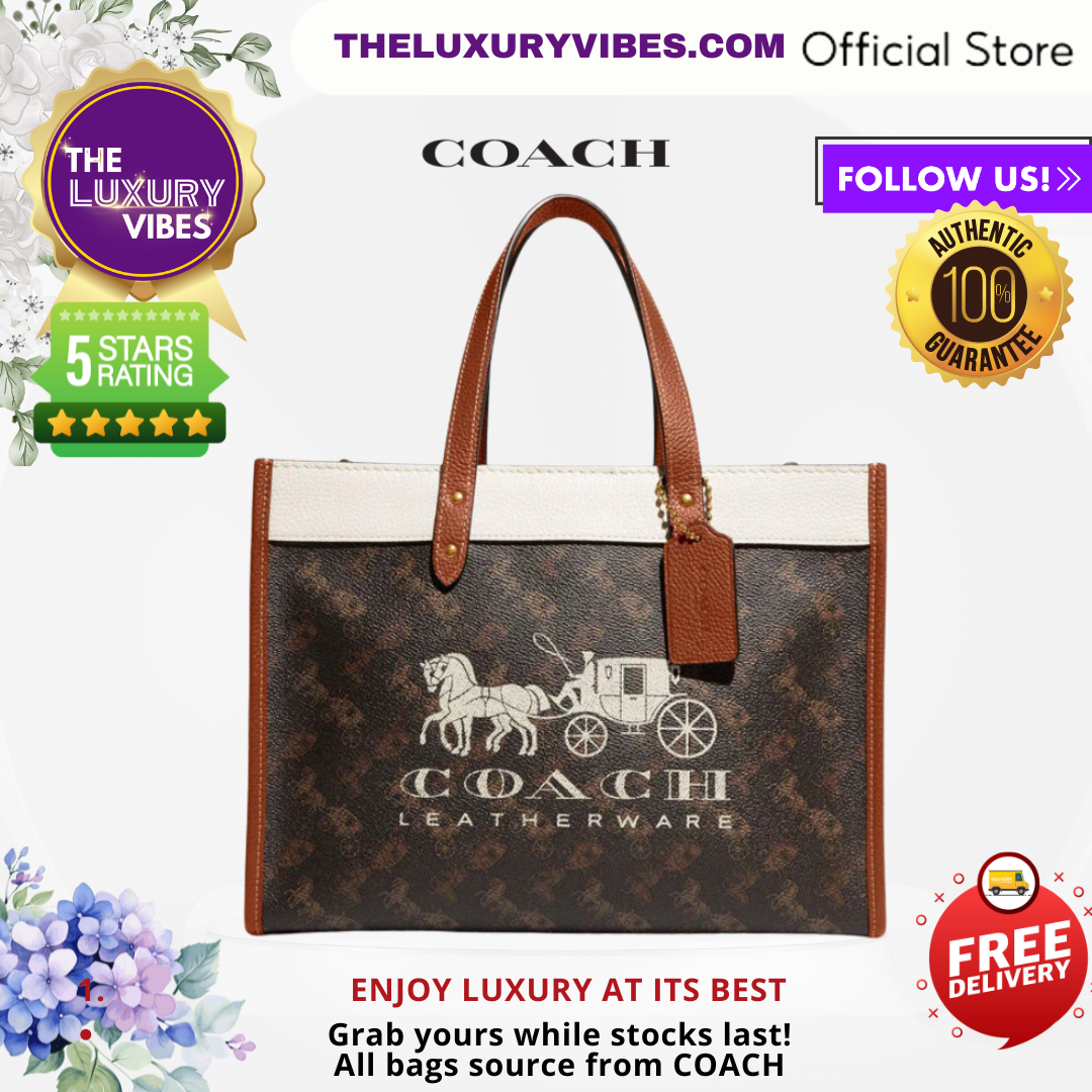 COACH Field Tote 30 With Horse And Carriage Print And Carriage Badge C8458