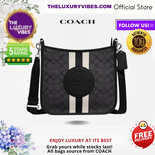 COACH Dempsey File Bag in Signature Jacquard with Stripe and Coach Patch Black CA195