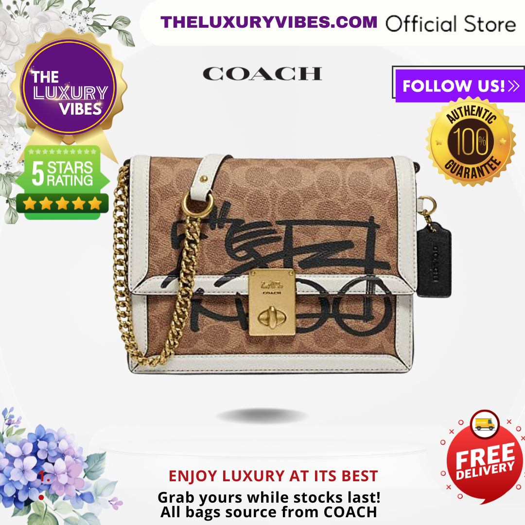 COACH Hutton Shoulder Bag In Signature Canvas With Abstract Horse And Carriage-5461