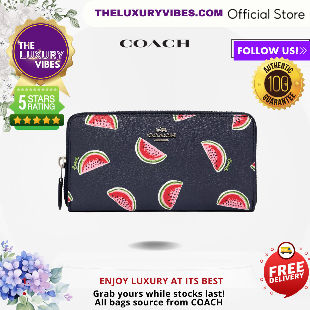 COACH Accordion Zip Wallet with Watermelon Print 3111