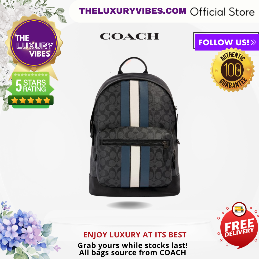 COACH West Backpack in Signature Canvas - Varsity Stripe