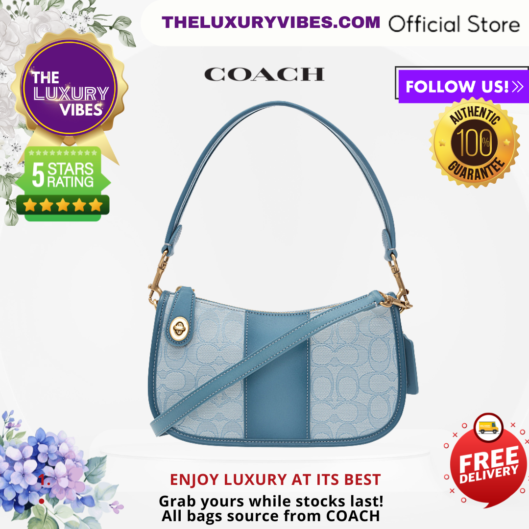 COACH Signature Swinger Bag-Light Blue