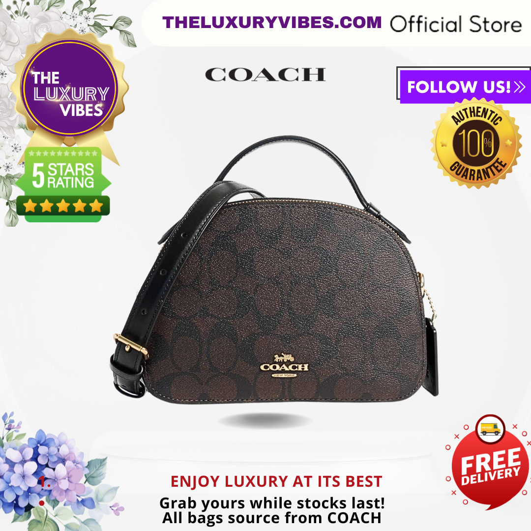 COACH Serena Satchel Signature in Brown Black