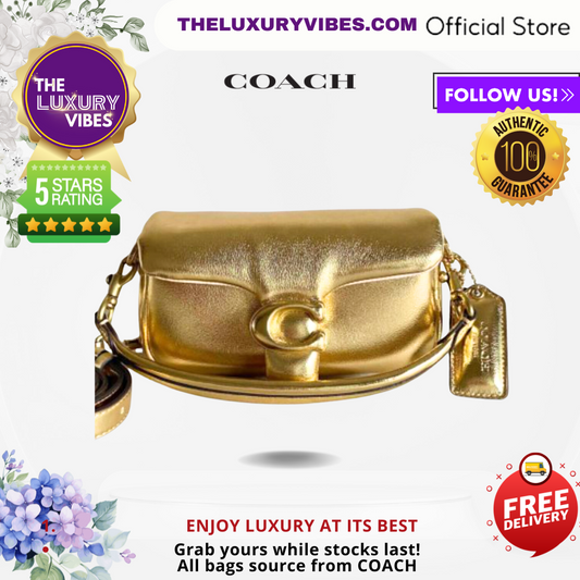 COACH Pillow Tabby Shoulder Bag 18 Metallic Gold C3880