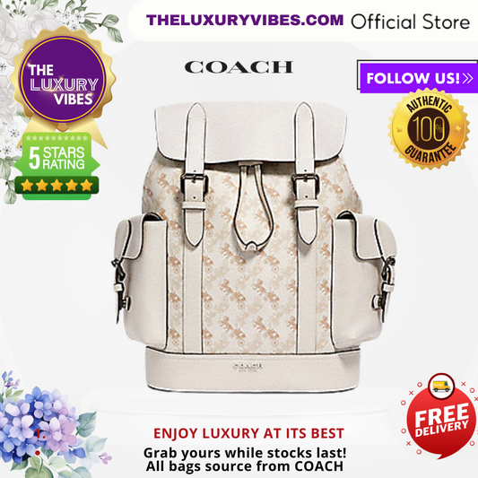 COACH Hudson Backpack With Horse And Carriage Print-Chalk/White