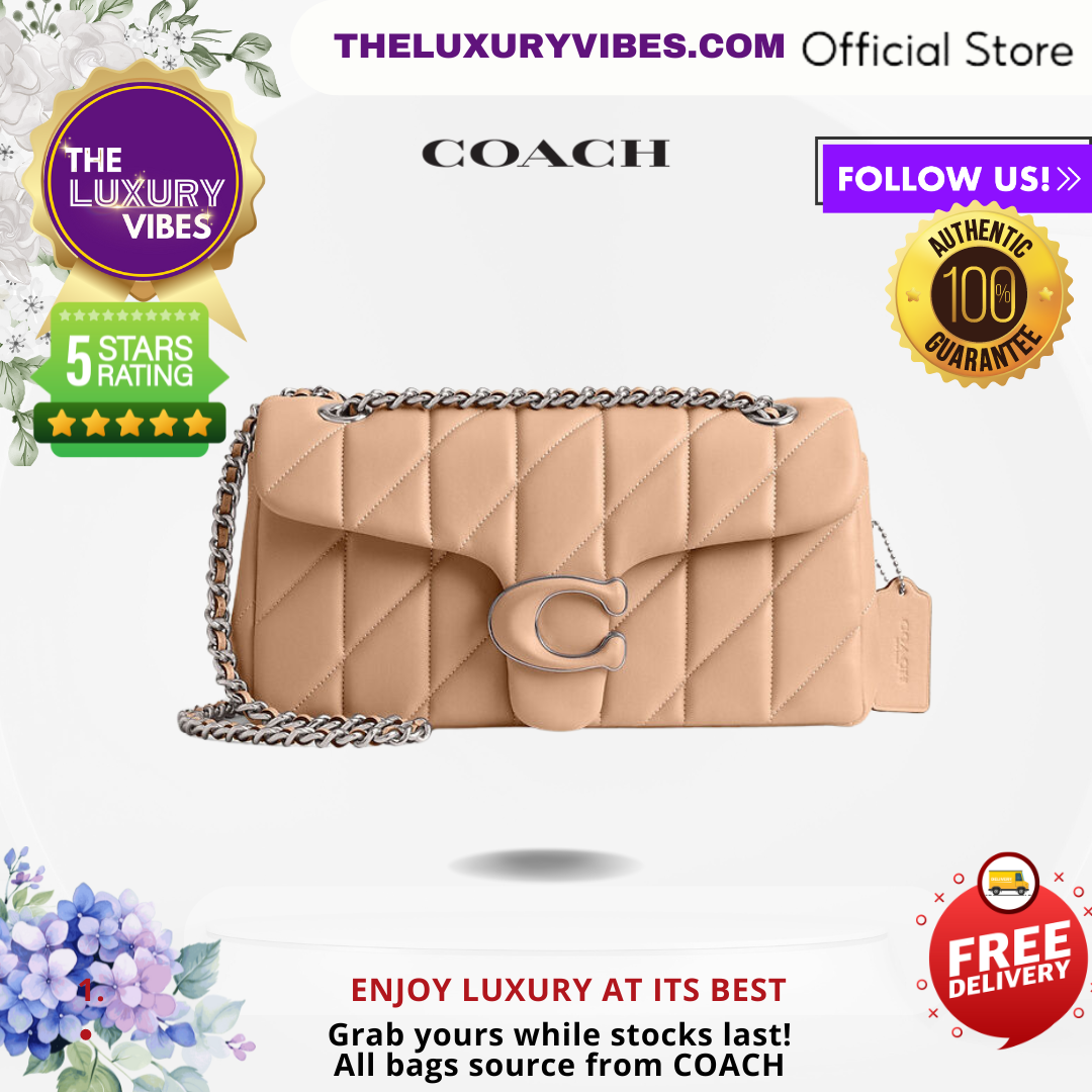 COACH Tabby Shoulder Bag 26 with Quilting in Soft Peach/ Buff