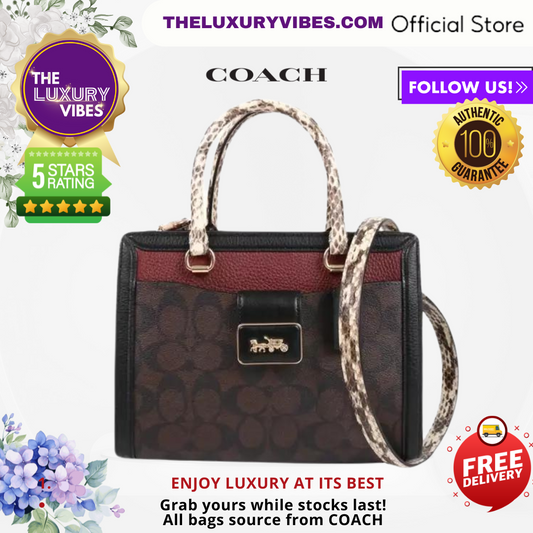 COACH Grace Carryall With Signature Canvas In Brown Black Multi CD701