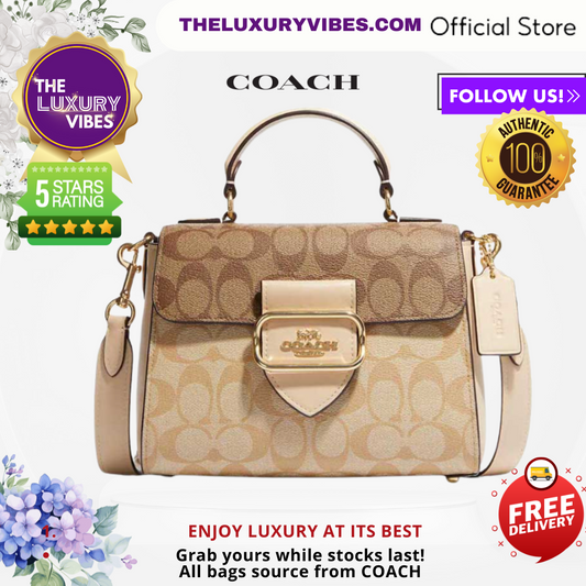 COACH Morgan Top Handle Satchel In Blocked Signature Canvas in Light Khaki Multi CH314