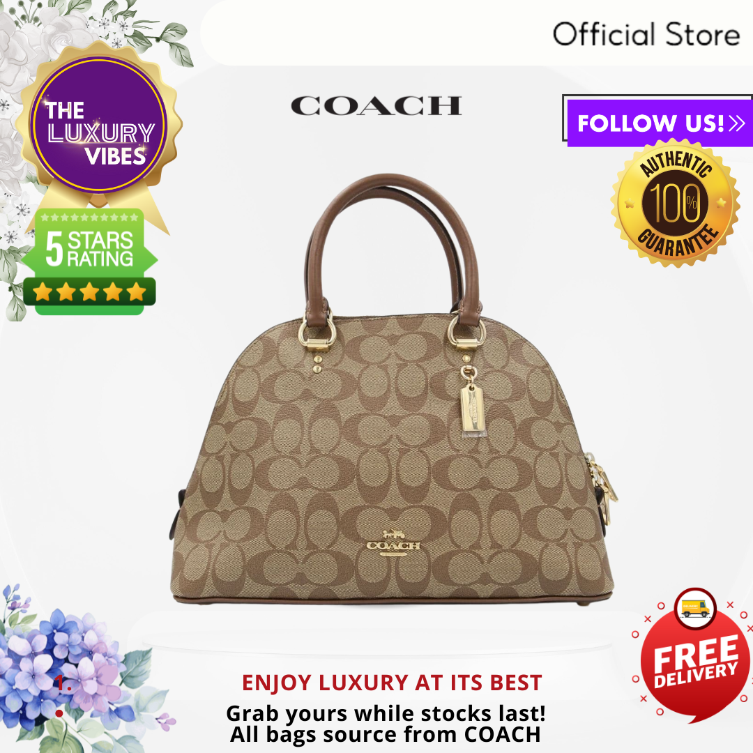 COACH Katy Satchel in Signature Canvas Saddle Brown 2558