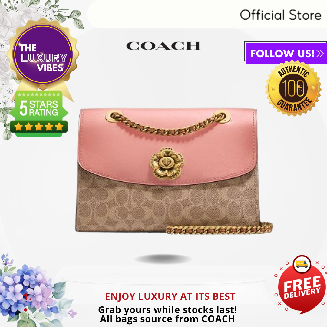 COACH Parker In Colorblock Signature Canvas Pink 30585