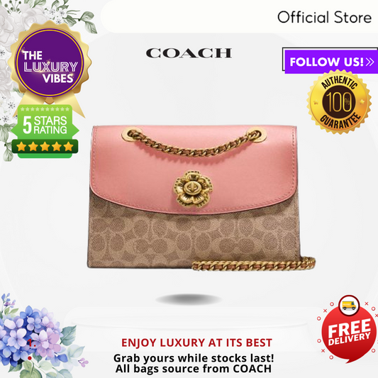 COACH Parker In Colorblock Signature Canvas Pink 30585