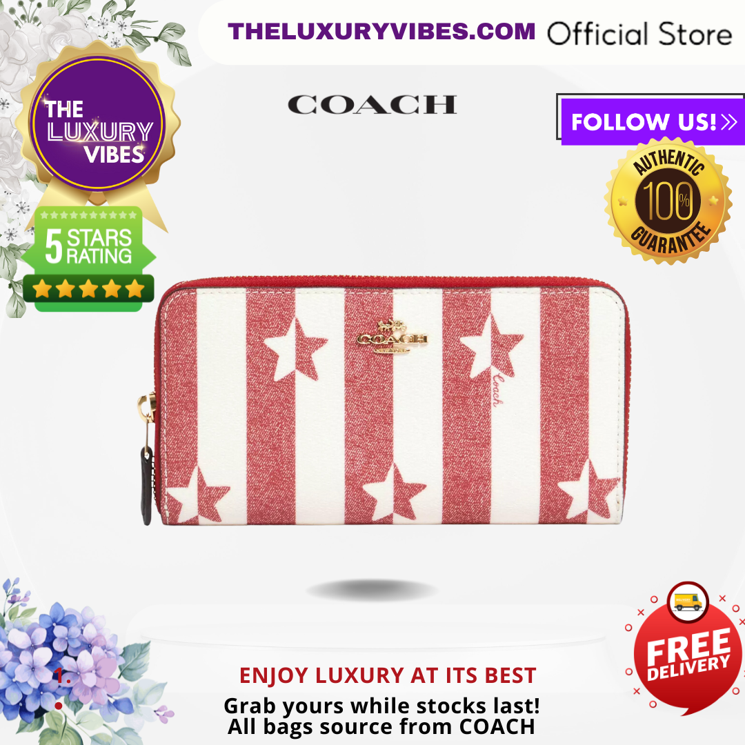 COACH Accordion Zip Wallet with Stripe Star print 3117