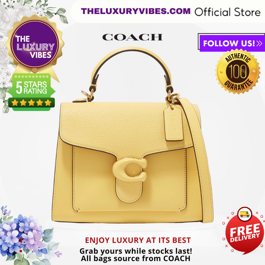 COACH Tabby Top Handle 20 Bag in Pebble Leather Yellow C0773