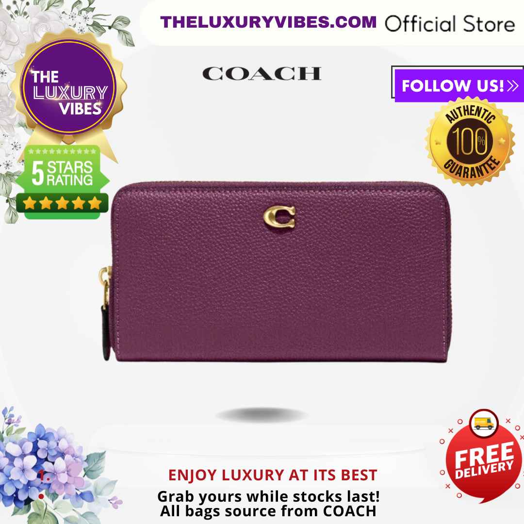 COACH Accordion Zip Wallet in Deep Berry CC489