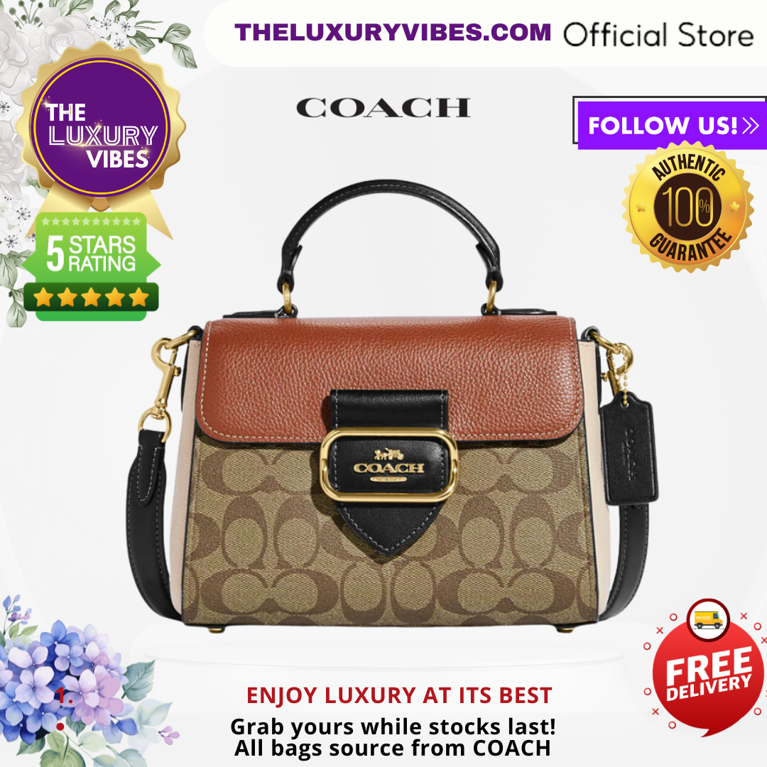 COACH Morgan Top Handle Satchel In Colorblock Signature Canvas in Gold/Khaki Multi CE569