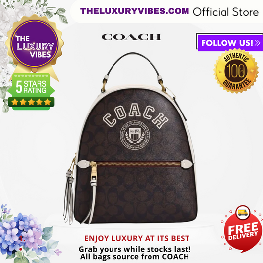 COACH Jordyn Backpack In Signature Canvas With Varsity Motif Chalk CB871