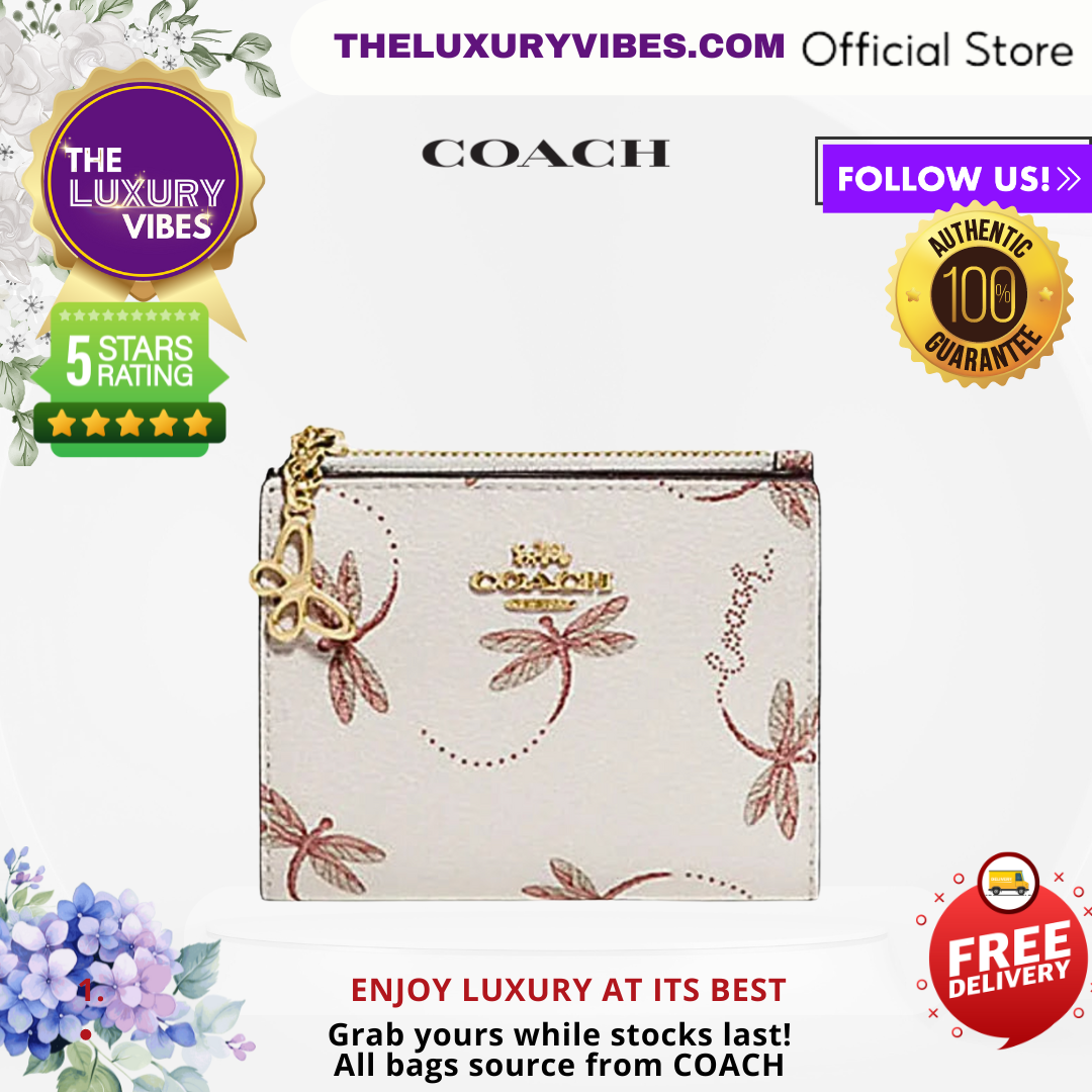 COACH Snap Card Case Wallet with Dragonfly Print F76879