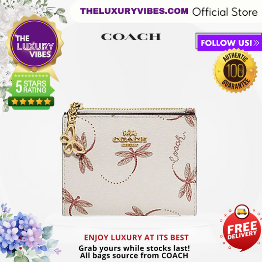 COACH Snap Card Case Wallet with Dragonfly Print F76879