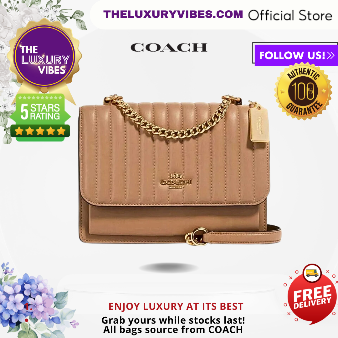 COACH Klare Crossbody With Linear Quilting Taupe Brown