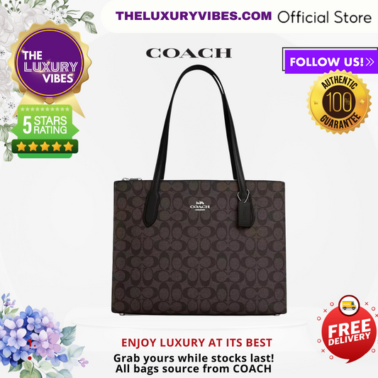 COACH Nina Tote In Signature Canvas Brown Black CL399