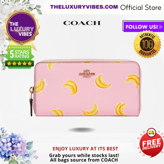 COACH Accordion Zip Wallet with Banana Print 3115