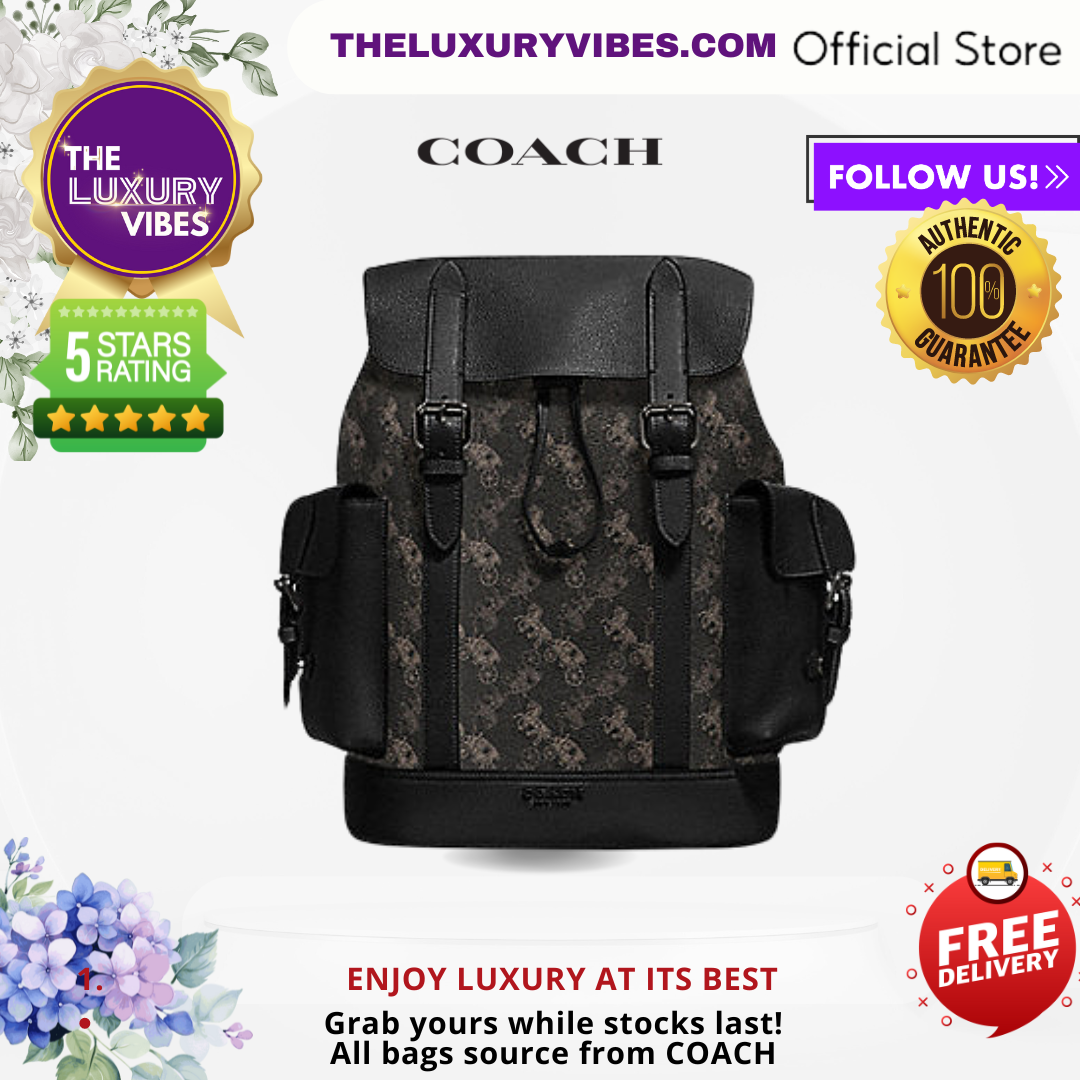 COACH Hudson Backpack With Horse And Carriage Print-Black