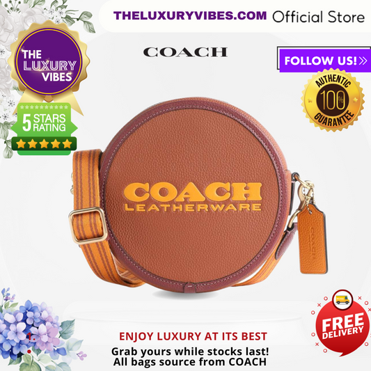 COACH Kia Circle Bag In Colorblock-Brown/Orange