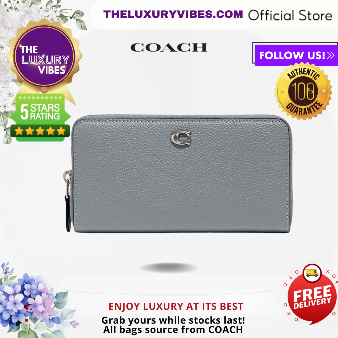 COACH Accordion Zip Wallet in Heather Grey CC489