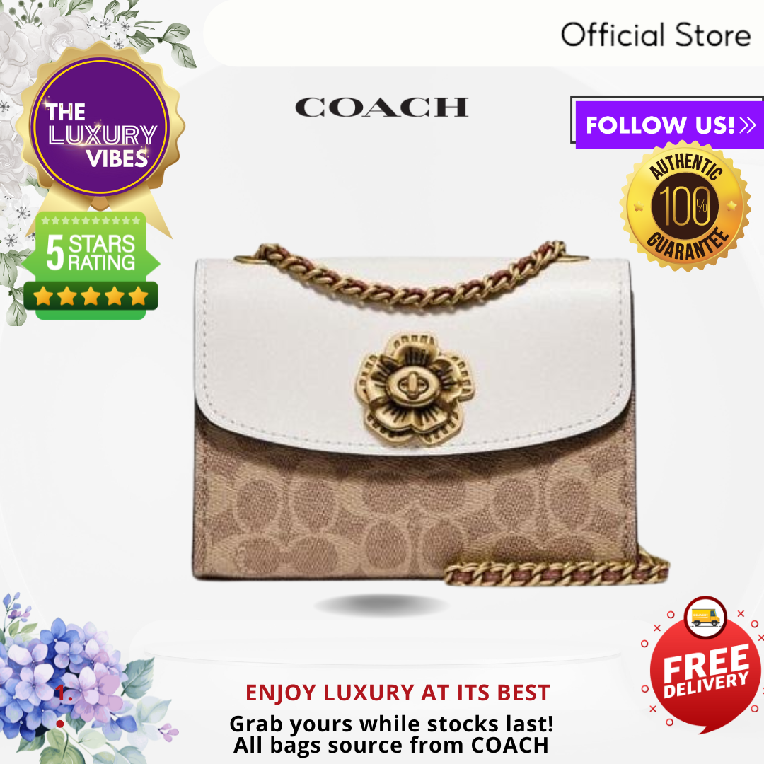 COACH Parker In Colorblock Signature Canvas Khaki Chalk 30585