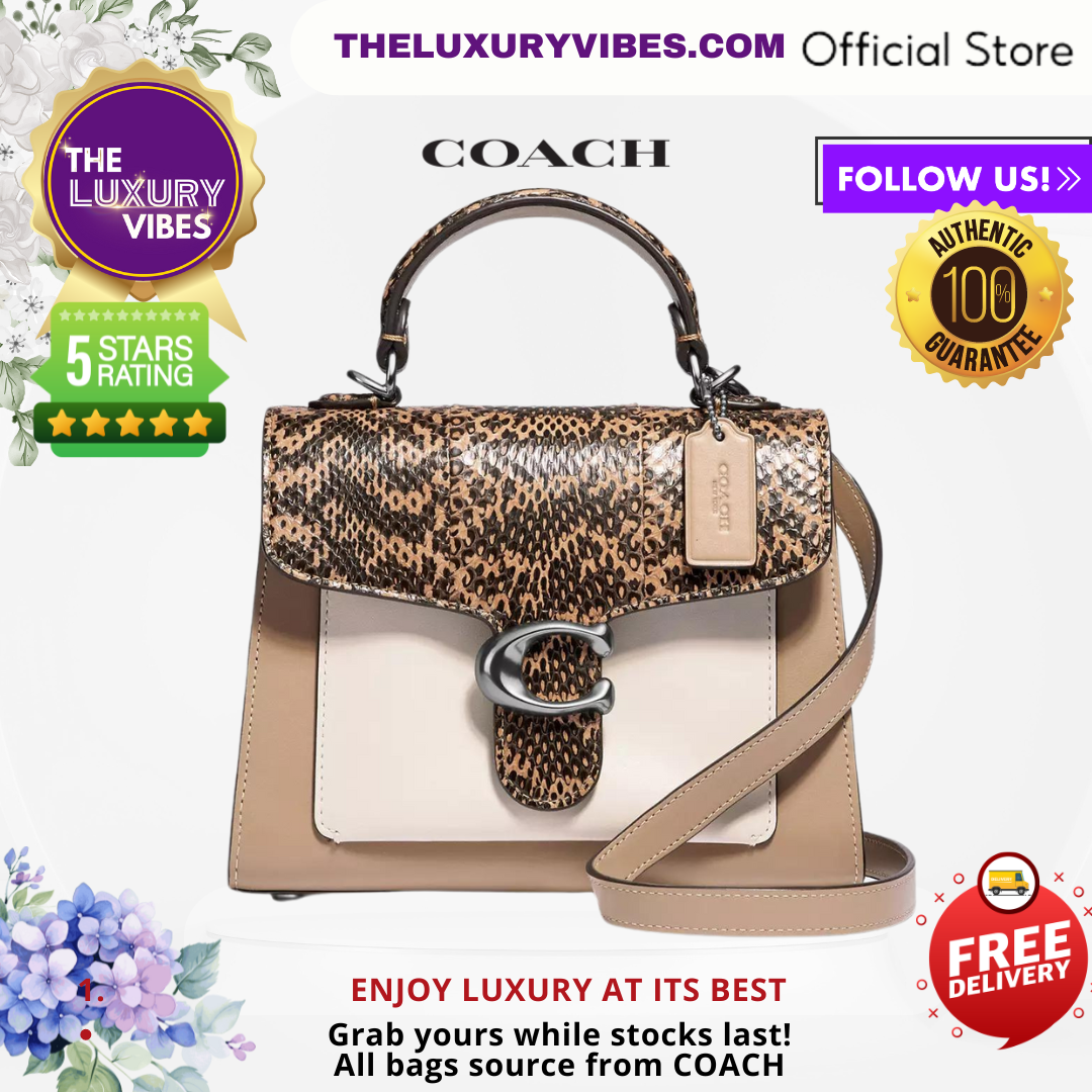 COACH Tabby Top Handle 20 in Colorblock with Snakeskin detail 3787