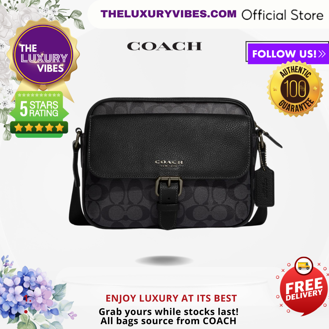 Coach Hudson Crossbody In Blocked Signature Canvas Black C6080