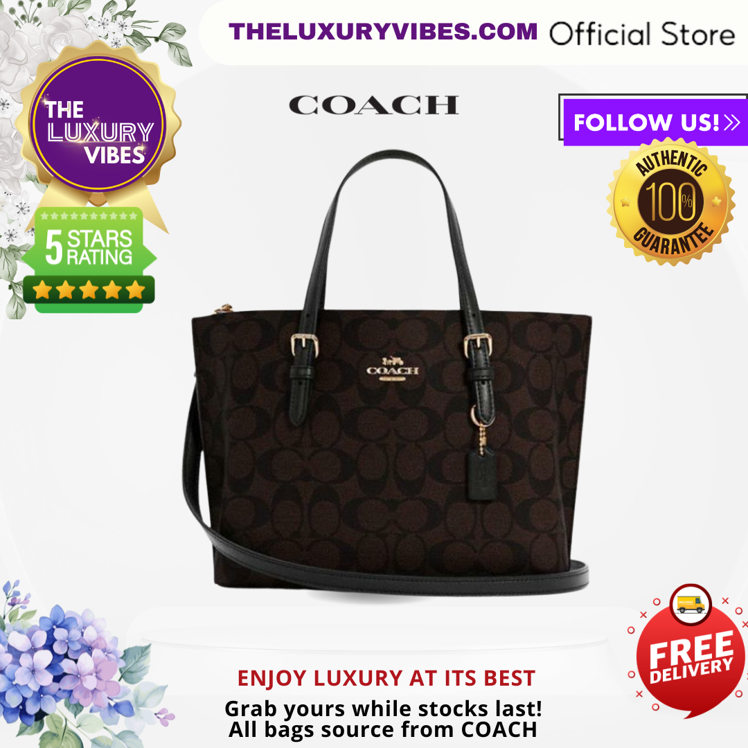 COACH Mollie Tote Bag in Signature Canvas Brown Black